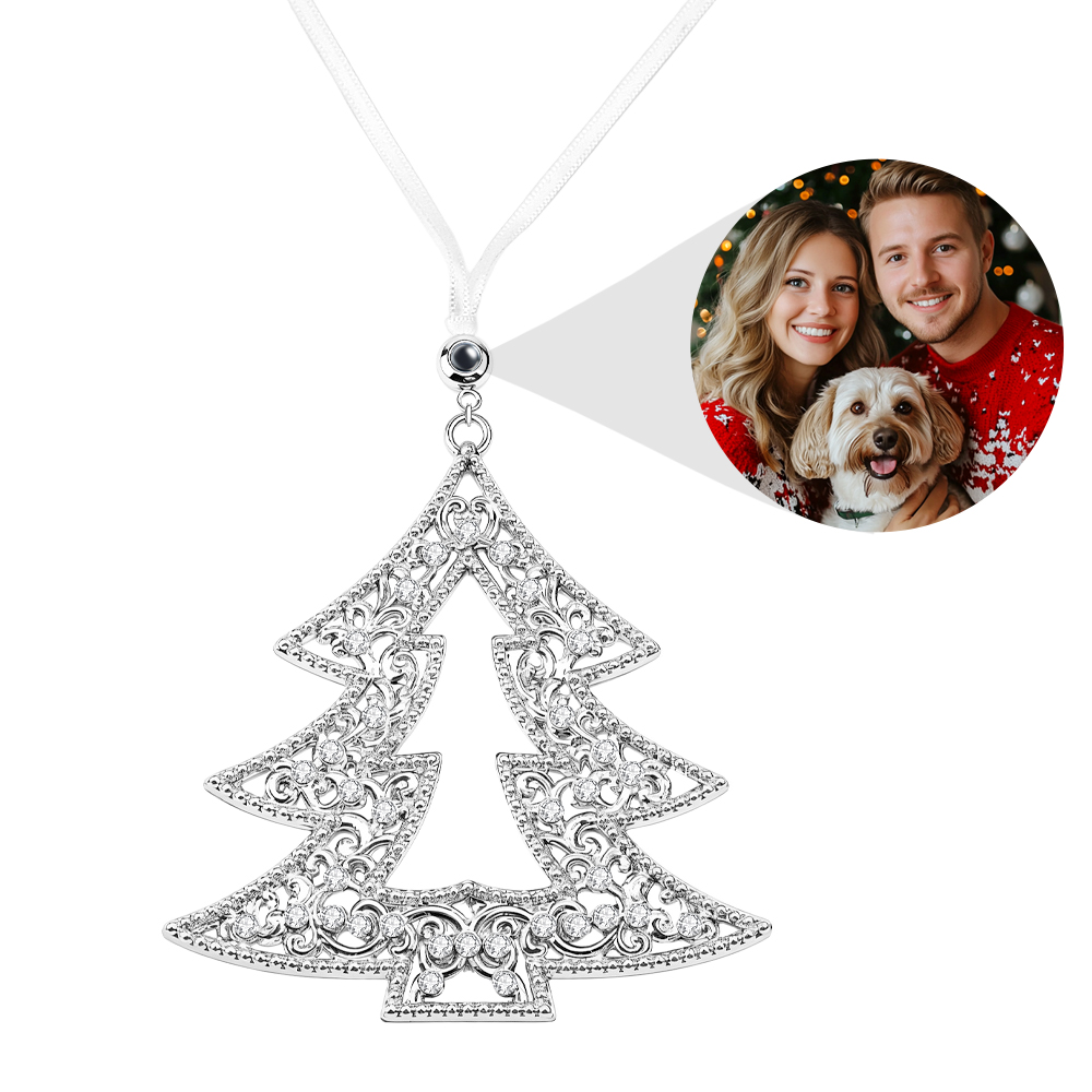 Personalized Christmas Projection Ornaments Heart Shape for Christmas Tree Custom Photo Ornaments Christmas Gifts For Family For Lover-Lovesyouforever