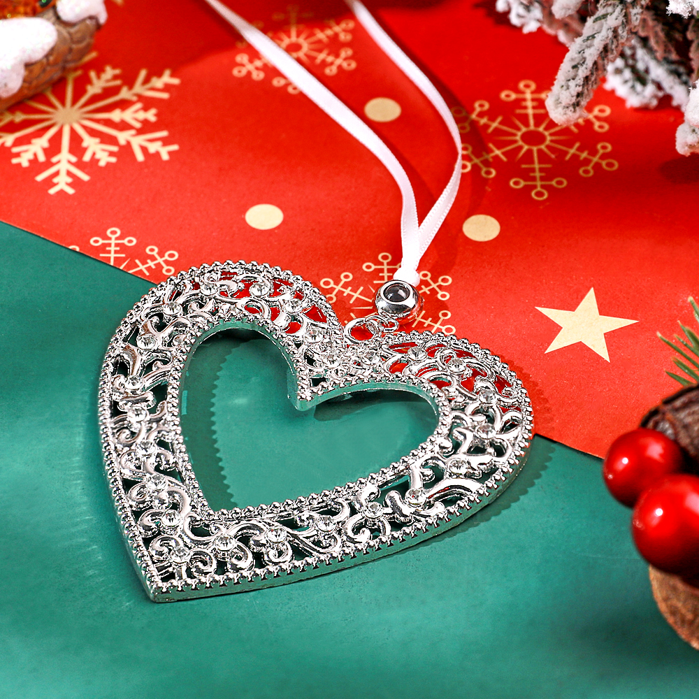 Personalized Christmas Projection Ornaments Heart Shape for Christmas Tree Custom Photo Ornaments Christmas Gifts For Family For Lover-Lovesyouforever