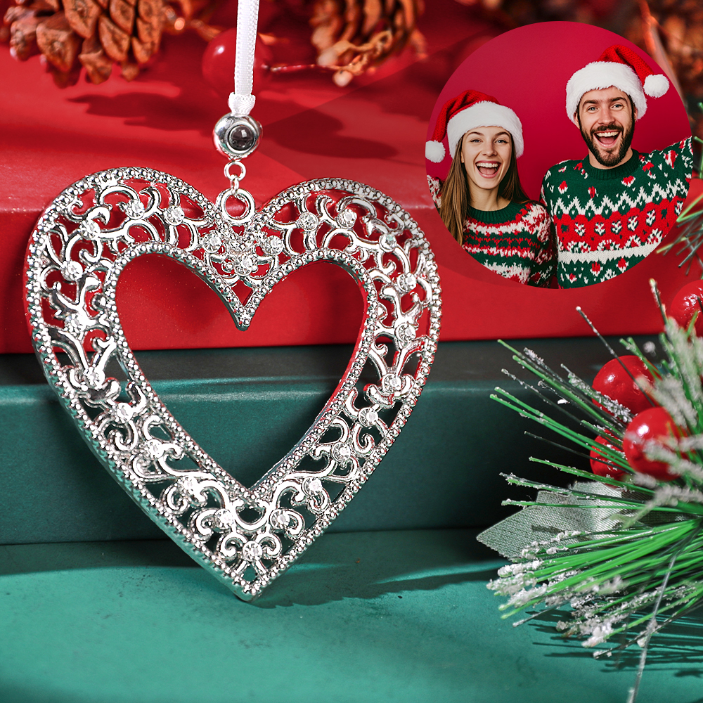 Personalized Christmas Projection Ornaments Heart Shape for Christmas Tree Custom Photo Ornaments Christmas Gifts For Family For Lover-Lovesyouforever