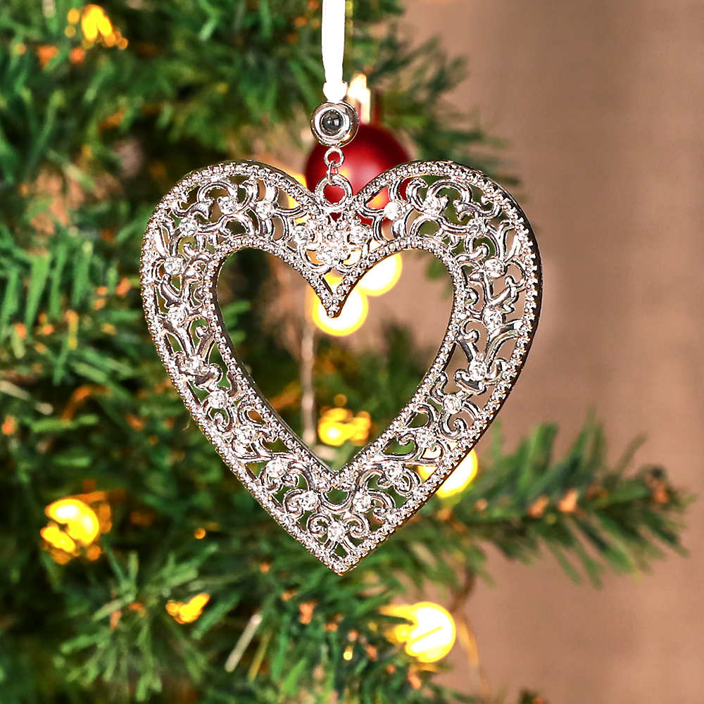 Personalized Christmas Projection Ornaments Heart Shape for Christmas Tree Custom Photo Ornaments Christmas Gifts For Family For Lover-Lovesyouforever