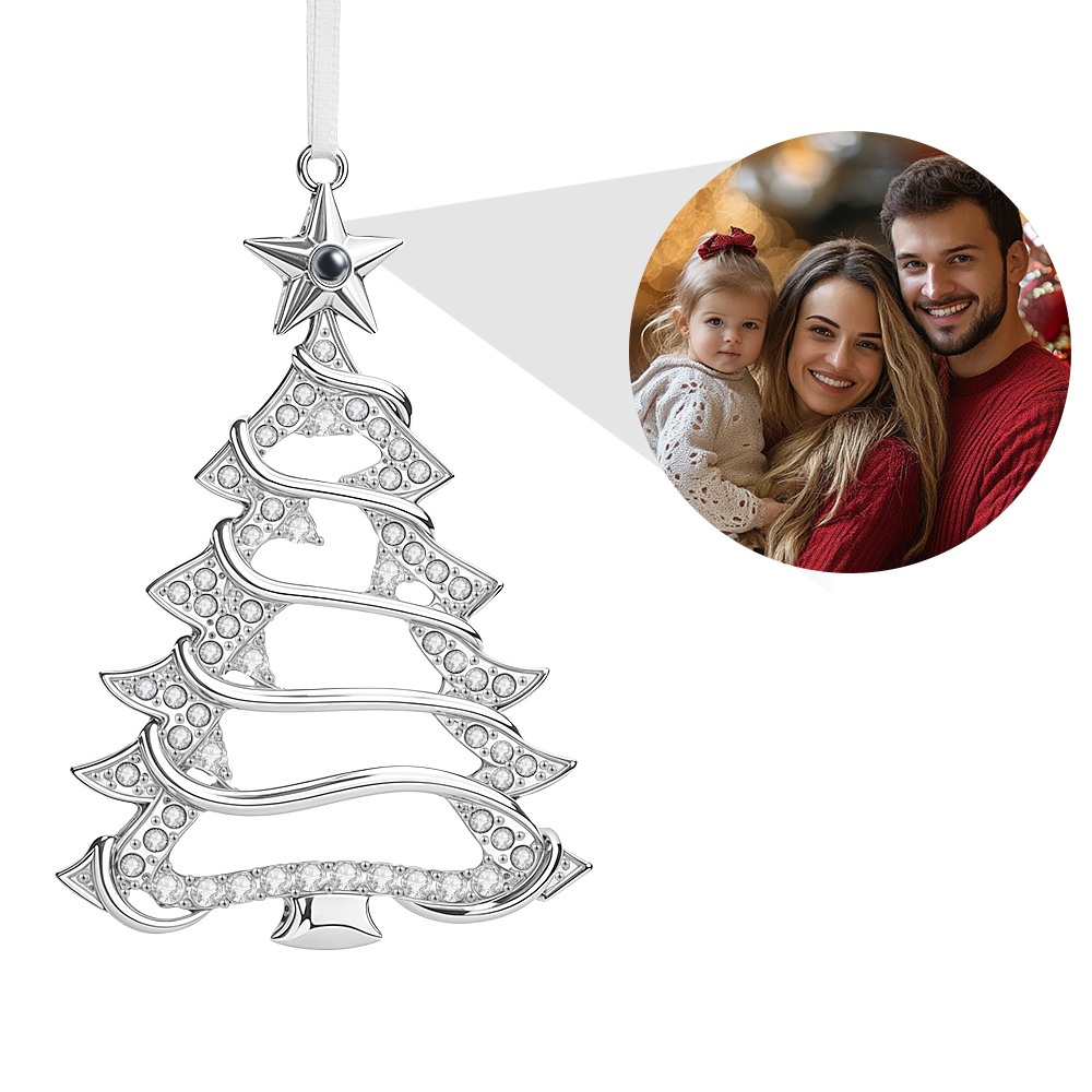 Personalized Christmas Projection Ornaments Heart Shape for Christmas Tree Custom Photo Ornaments Christmas Gifts For Family For Lover-Lovesyouforever