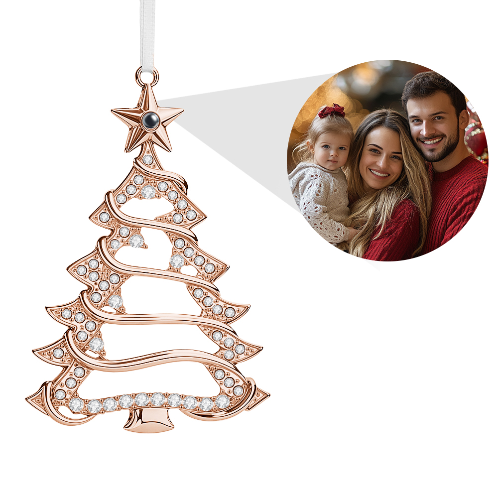 Personalized Christmas Projection Ornaments Heart Shape for Christmas Tree Custom Photo Ornaments Christmas Gifts For Family For Lover-Lovesyouforever