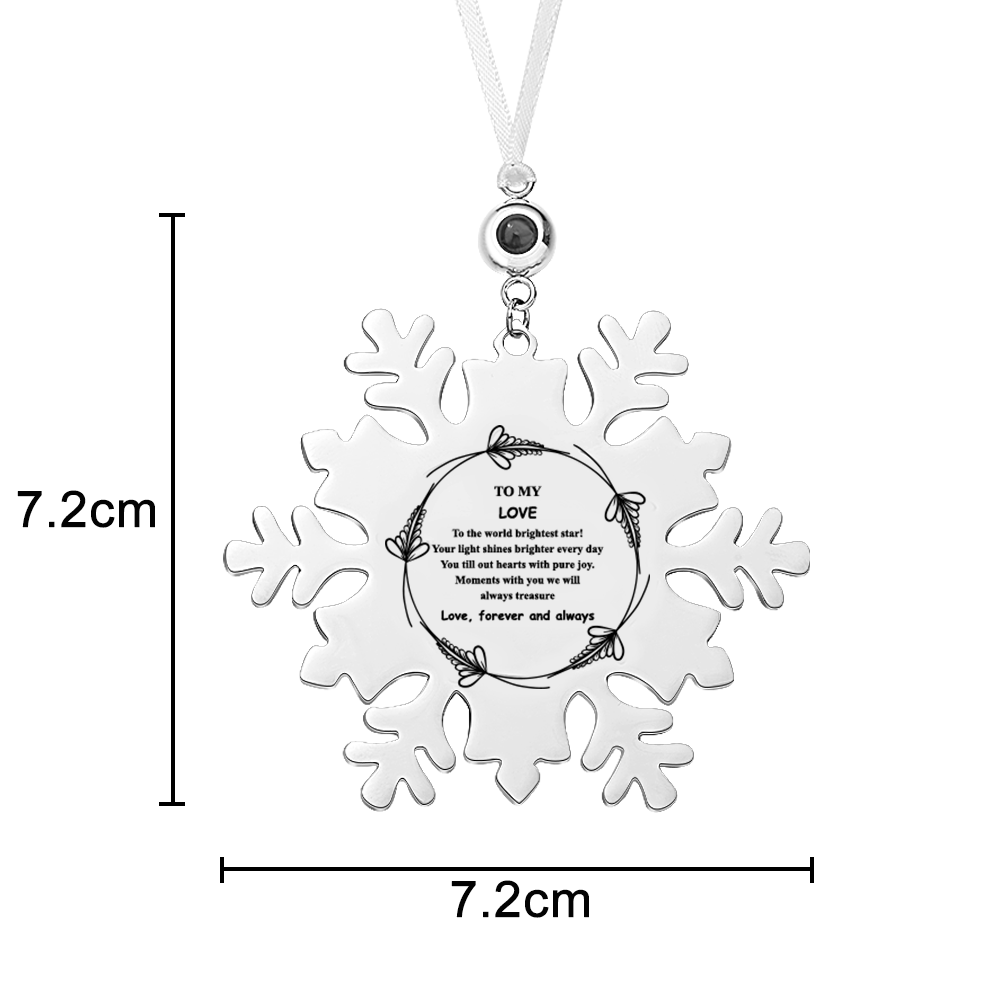 Personalized Photo and Text Snowflake Projection Ornaments Christmas Tree Decoration Engraving Ornaments for Christmas Gifts-Lovesyouforever