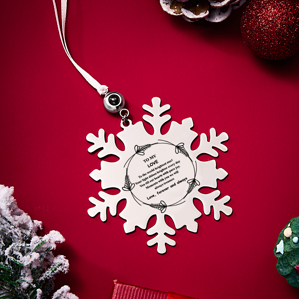 Personalized Photo and Text Snowflake Projection Ornaments Christmas Tree Decoration Engraving Ornaments for Christmas Gifts-Lovesyouforever