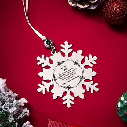 Personalized Photo and Text Snowflake Projection Ornaments Christmas Tree Decoration Engraving Ornaments for Christmas Gifts-Lovesyouforever