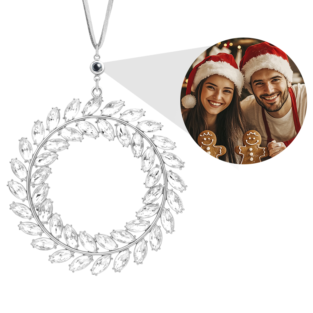 Personalized Photo Wreath Projection Ornaments Christmas Tree Decoration Ornaments for Christmas Gifts-Lovesyouforever