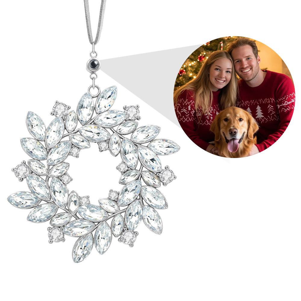 Personalized Photo Wreath Projection Ornaments Christmas Tree Decoration Ornaments for Christmas Gifts-Lovesyouforever