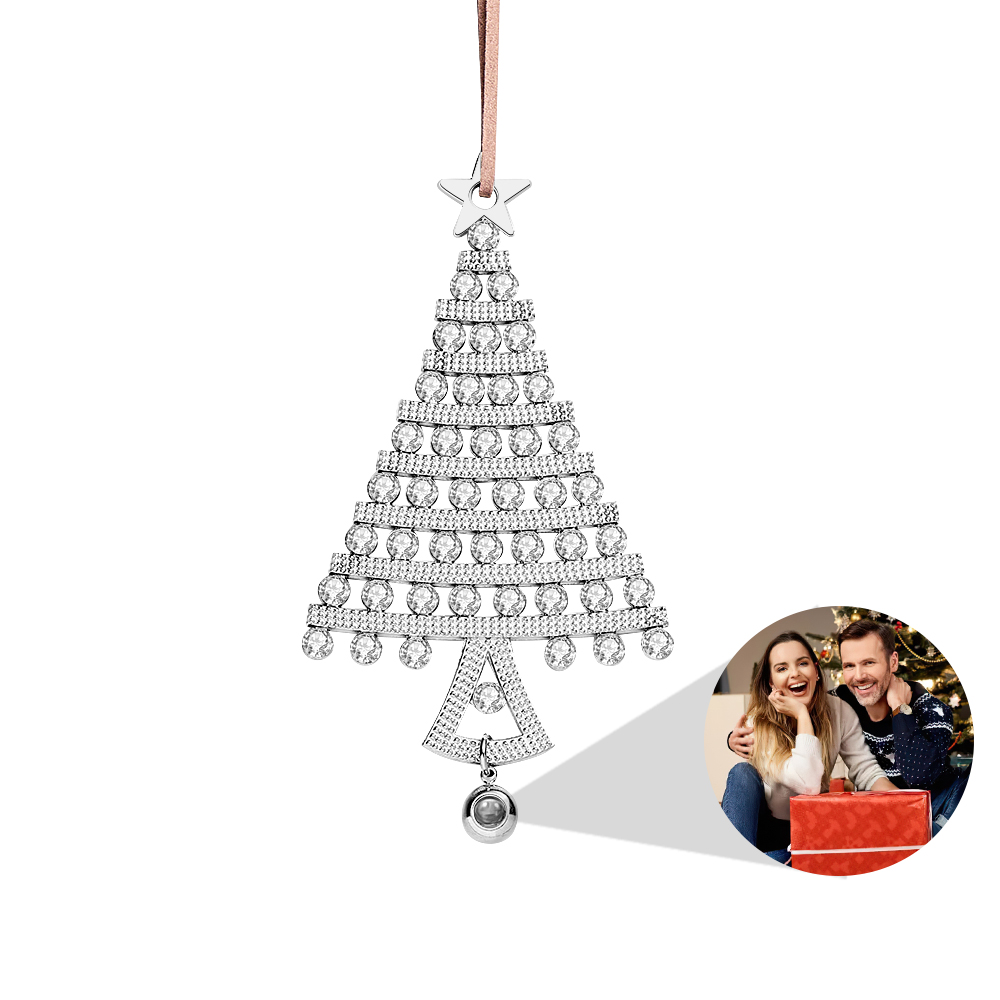 Personalized Photo Projection Ornaments Diamond Christmas Tree Shape Ornaments Christmas Tree Decoration Ornaments for Christmas Gifts-Lovesyouforever