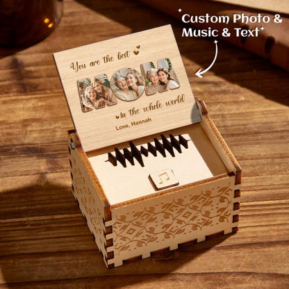 Personalized Wooden Photo Music Box Custom Best Mom Music Box Gift for Mother-Lovesyouforever