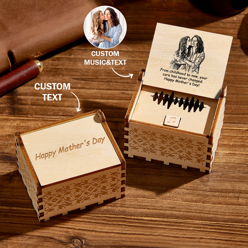 Custom Photo and Text Digital Music Box Any Song Tune or Voice Personalized Wooden Photo Music Box Mother's Day Gift-Lovesyouforever