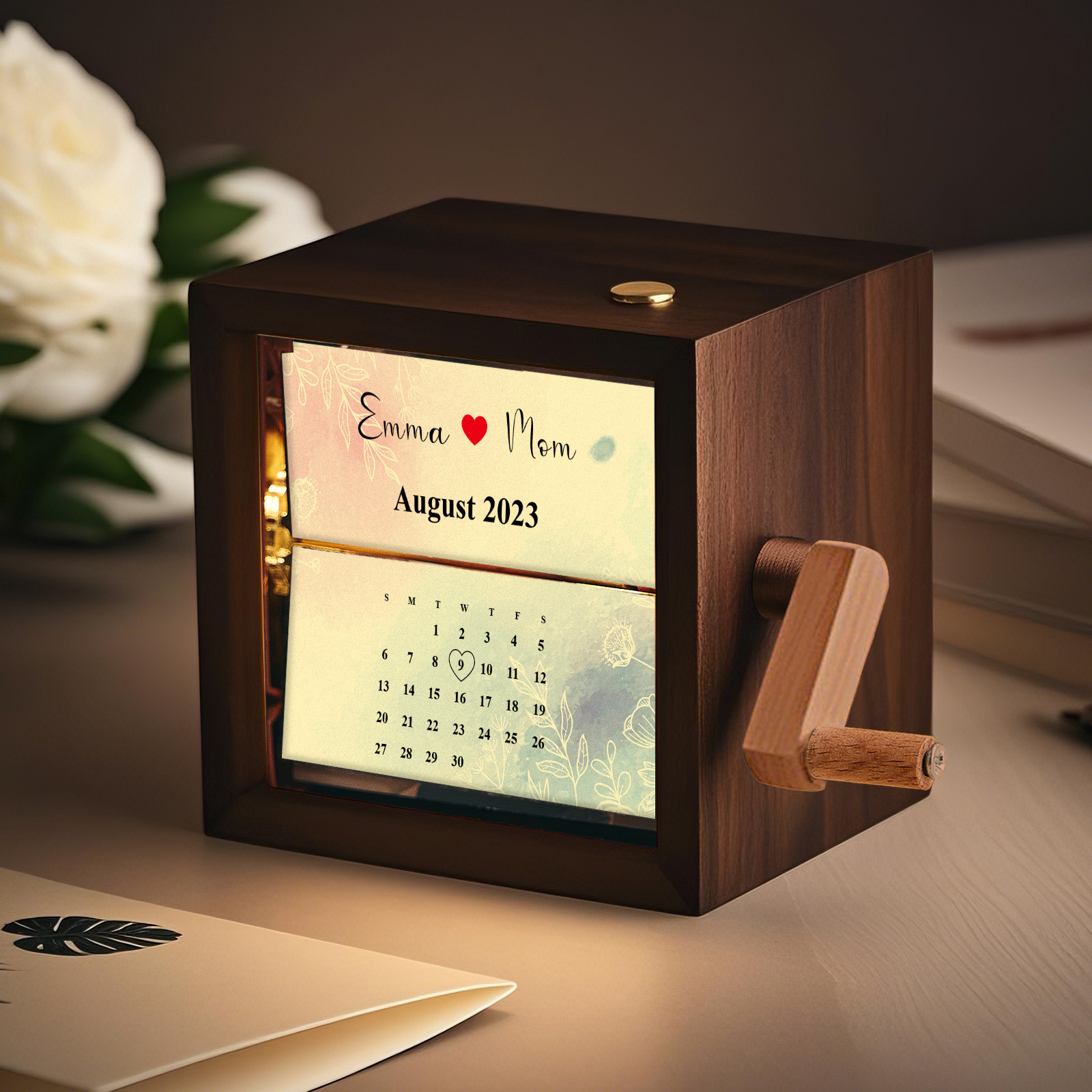 Custom Calendar Photo Flipbook Frame Animation Machine Mechanical Hand-cranked Flipbook Box Photo Album Mother's Day Gifts-Lovesyouforever
