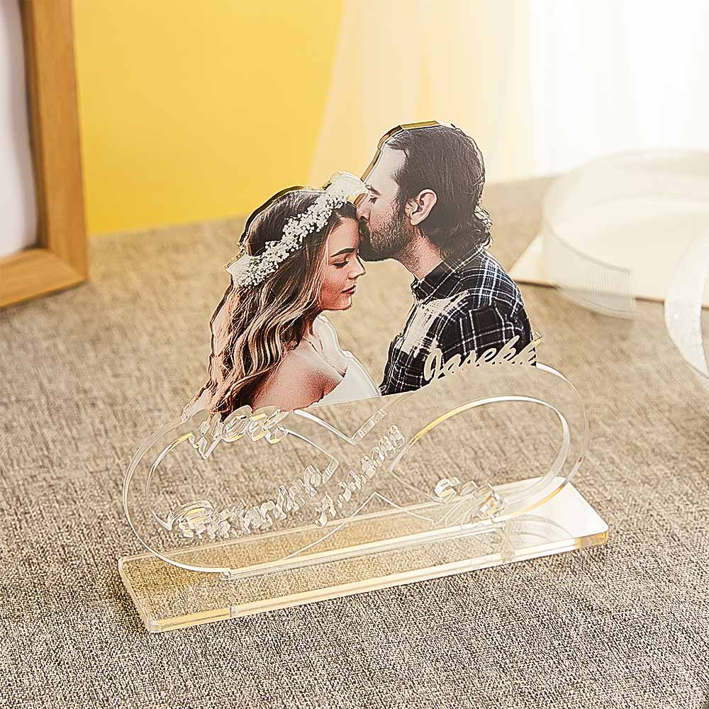 Custom Photo Engraved Acrylic Plaque Personalized Infinity Name Desktop Plaque Anniversary Gift-Lovesyouforever