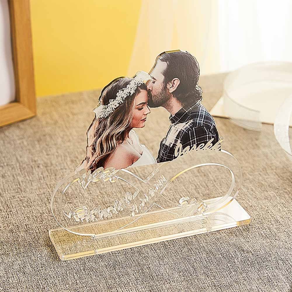 Custom Photo Engraved Acrylic Plaque Personalized Infinity Name Desktop Plaque Anniversary Gift-Lovesyouforever
