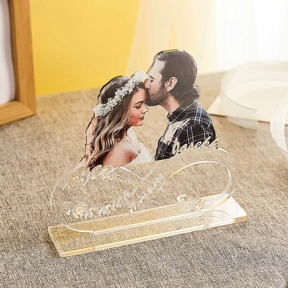 Custom Photo Engraved Acrylic Plaque Personalized Infinity Name Desktop Plaque Anniversary Gift-Lovesyouforever