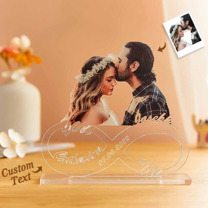 Custom Photo Engraved Acrylic Plaque Personalized Infinity Name Desktop Plaque Anniversary Gift-Lovesyouforever
