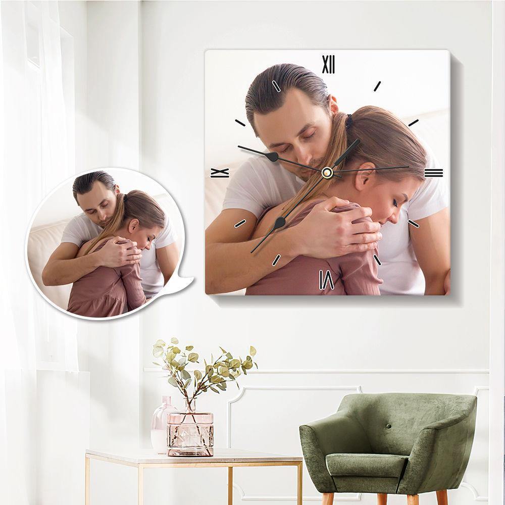 Photo Wall Clock Square Gift for Lover-Lovesyouforever