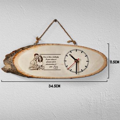 Costom Engraved Photo Timber Wall Clock Best Gift For Your Lover 12*32cm-Lovesyouforever