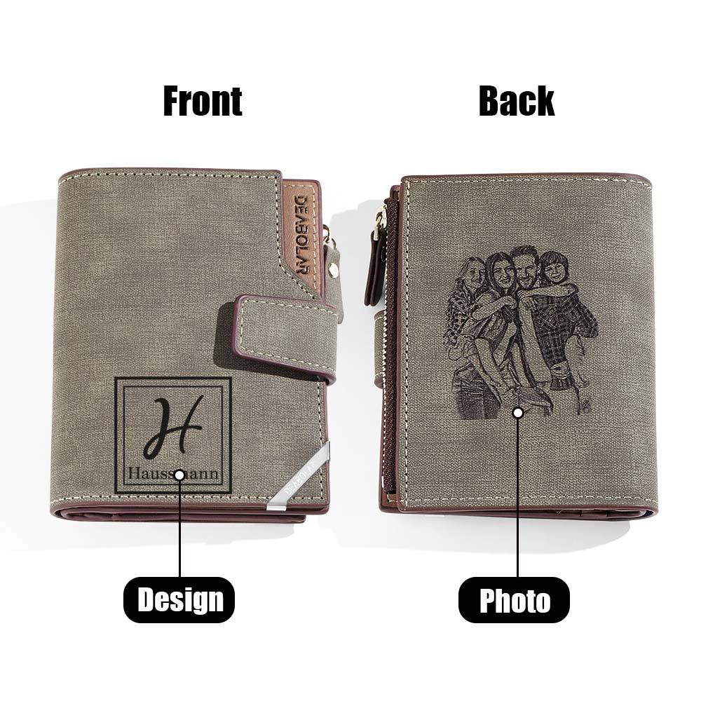 Personalized Photo Men's Foldable Leather Wallet with Text Father's Day Birthday Gift for Him-Lovesyouforever