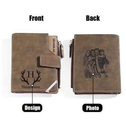 Personalized Photo Men's Foldable Leather Wallet with Text Father's Day Birthday Gift for Him-Lovesyouforever