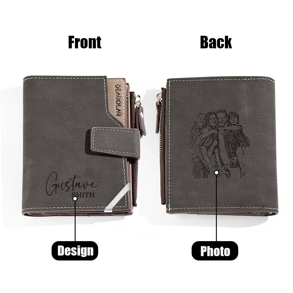Personalized Photo Men's Foldable Leather Wallet with Text Father's Day Birthday Gift for Him-Lovesyouforever