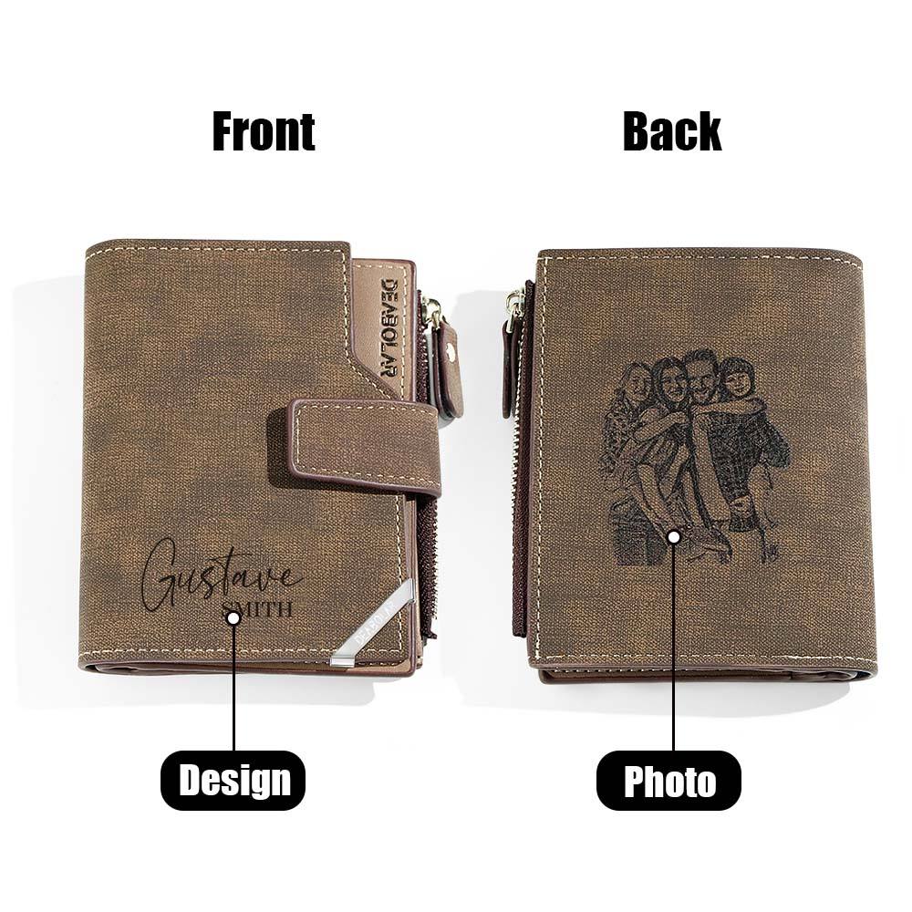 Personalized Photo Men's Foldable Leather Wallet with Text Father's Day Birthday Gift for Him-Lovesyouforever