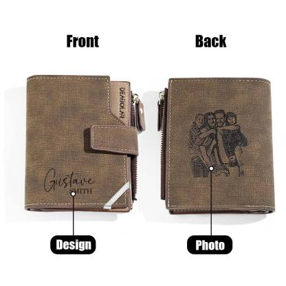 Personalized Photo Men's Foldable Leather Wallet with Text Father's Day Birthday Gift for Him-Lovesyouforever