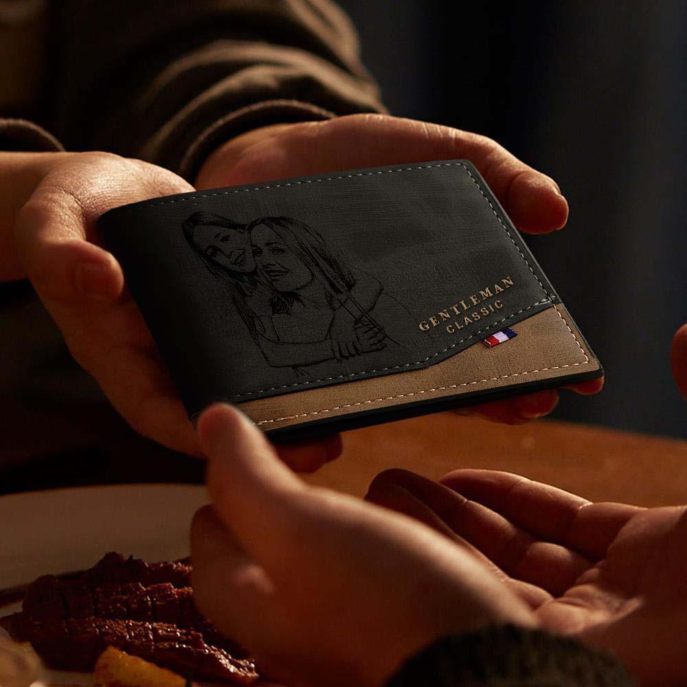 Custom Photo Engraved Wallet Classic Style Leather Wallet For Men-Lovesyouforever