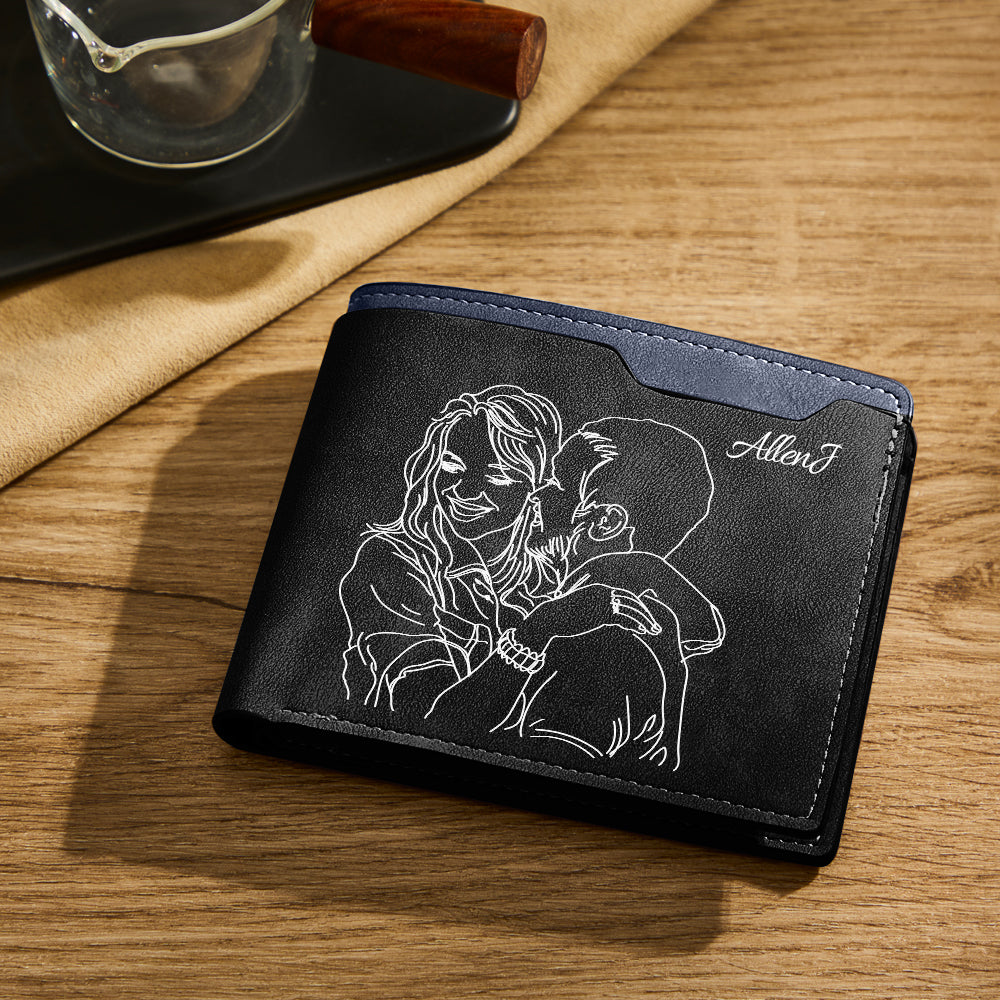 Custom Photo Line Wallet Engraved Wallet with Your Text-Lovesyouforever