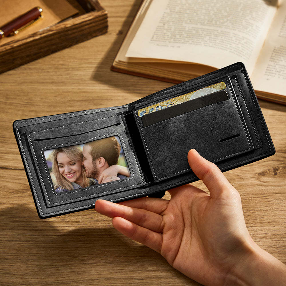 Custom Photo Line Wallet Engraved Wallet with Your Text-Lovesyouforever