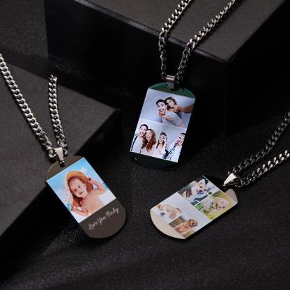 Photo Necklace with Four Pictures Colorful Effect Grey-Lovesyouforever