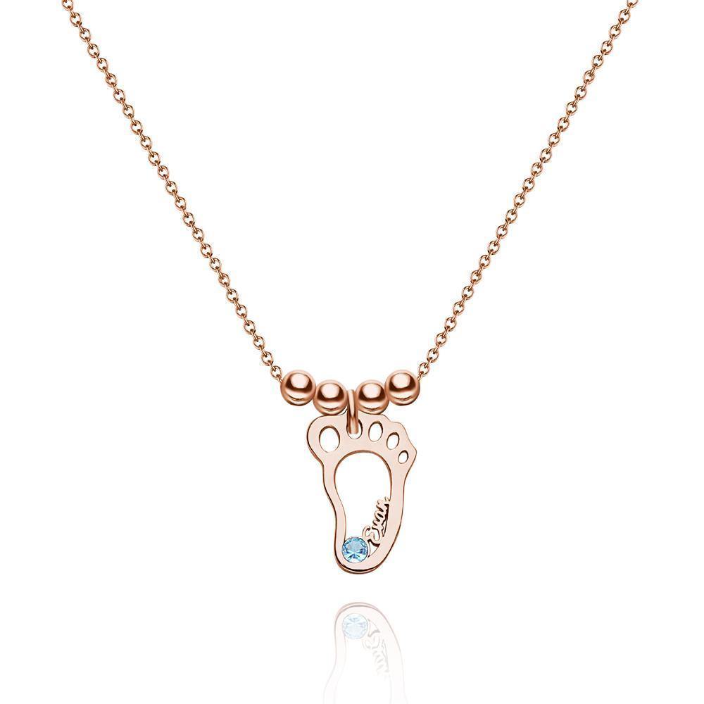 Custom Birthstone Necklace with Names Mother's Necklace Rose Gold Plated Silver (1-6 Feet)-Lovesyouforever