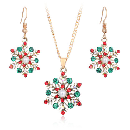 Family Christmas Gift Snowflake Earring & Necklace Set-Lovesyouforever