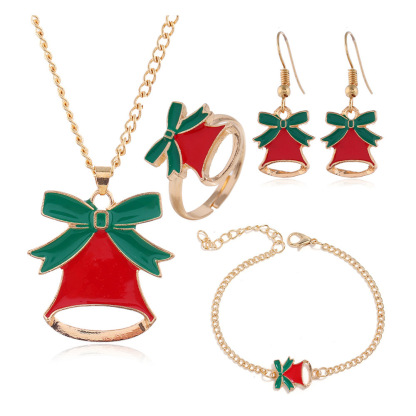 Festive Bell Necklace, Earring, Bracelet & Ring Set - Family Christmas Gift-Lovesyouforever