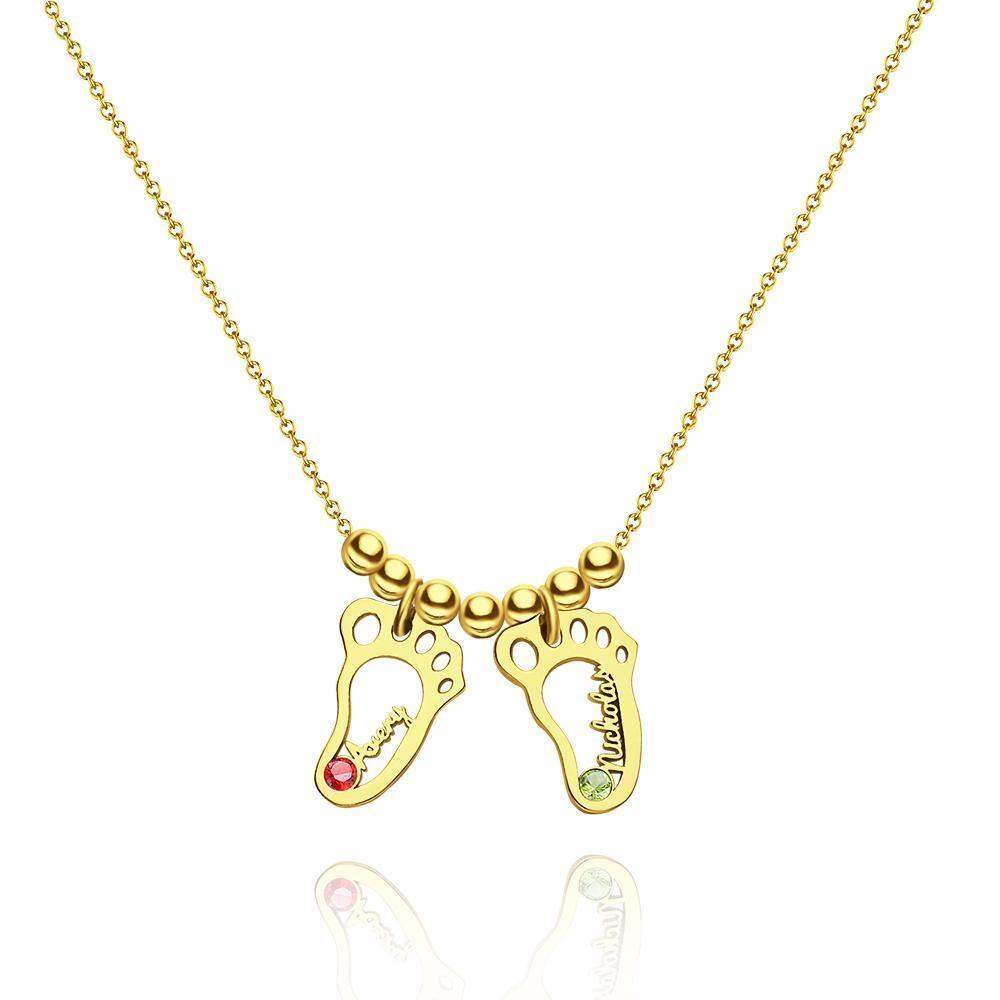 Name Necklace with Custom Birthstone Mother's Necklace Unique Gifts 14k Gold Plated Silver (1-6 Feet)-Lovesyouforever