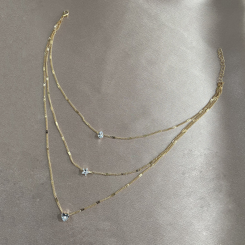 Three Layer Metal Necklace Refined Elegance for Women and Girls | Jessemade-Lovesyouforever