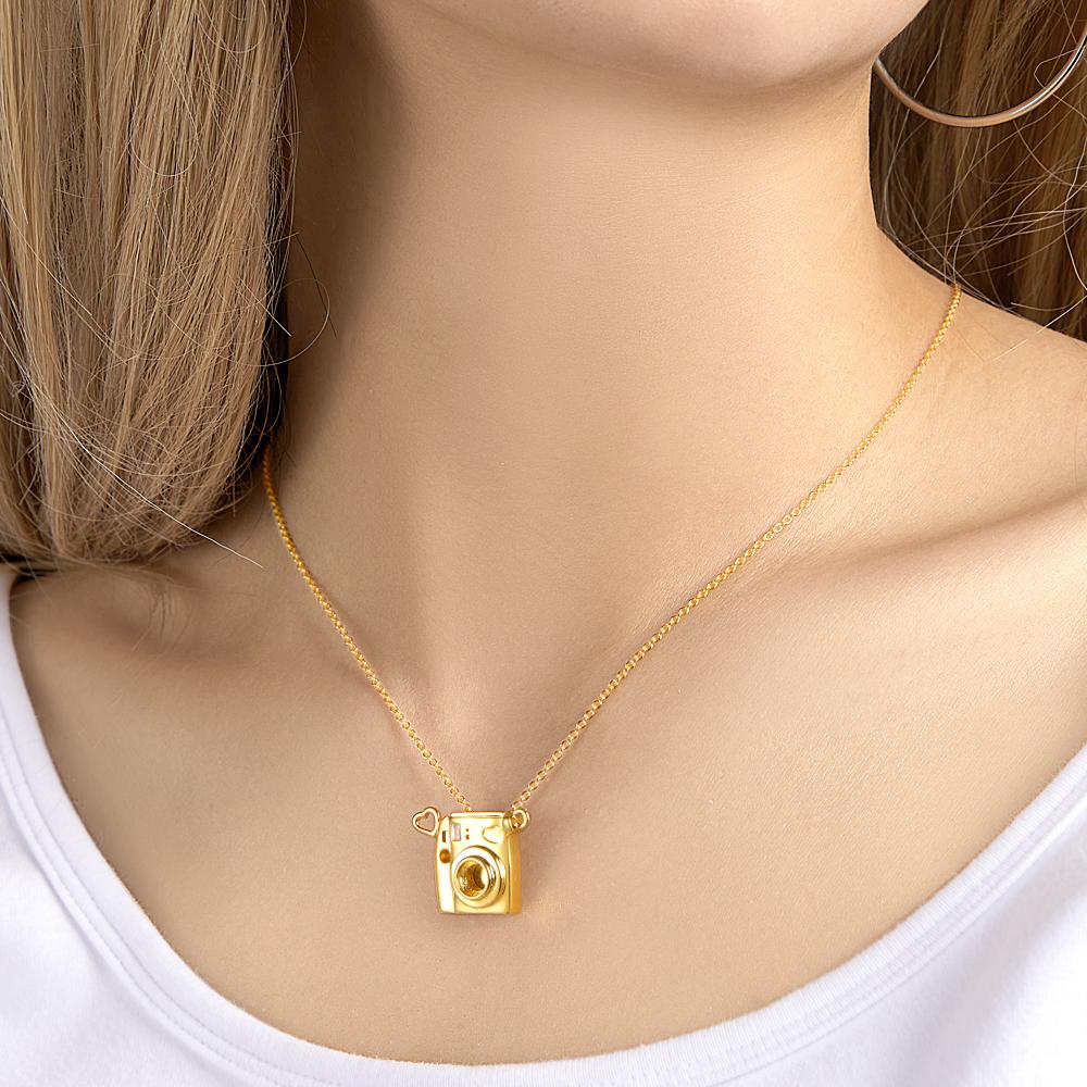 Custom Photo Engraved Necklace Camera Pendant Necklace Creative Gift for Friend-Lovesyouforever
