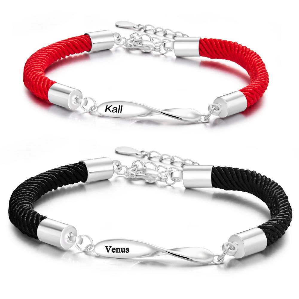 Personalized Engraved Rope Bracelet Set Exquisite Bracelet For Couples-Lovesyouforever