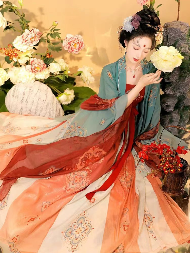 BlueDail Women Hanfu Dress Chinese Traditional Embroidered Retro Hanfu Costume Daily Wear Hanfu Suit(3PCS)-Lovesyouforever