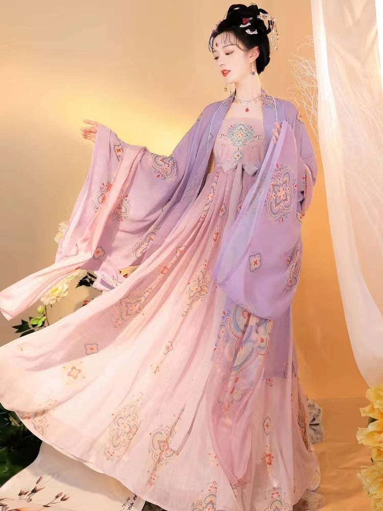 BlueDail Women Hanfu Dress Chinese Traditional Embroidered Retro Hanfu Costume Daily Wear Hanfu Suit(3PCS)-Lovesyouforever