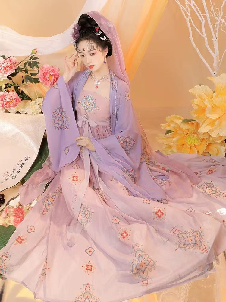 BlueDail Women Hanfu Dress Chinese Traditional Embroidered Retro Hanfu Costume Daily Wear Hanfu Suit(3PCS)-Lovesyouforever