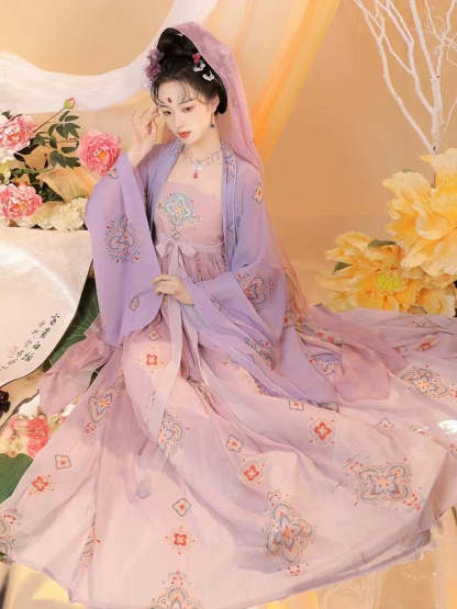 BlueDail Women Hanfu Dress Chinese Traditional Embroidered Retro Hanfu Costume Daily Wear Hanfu Suit(3PCS)-Lovesyouforever