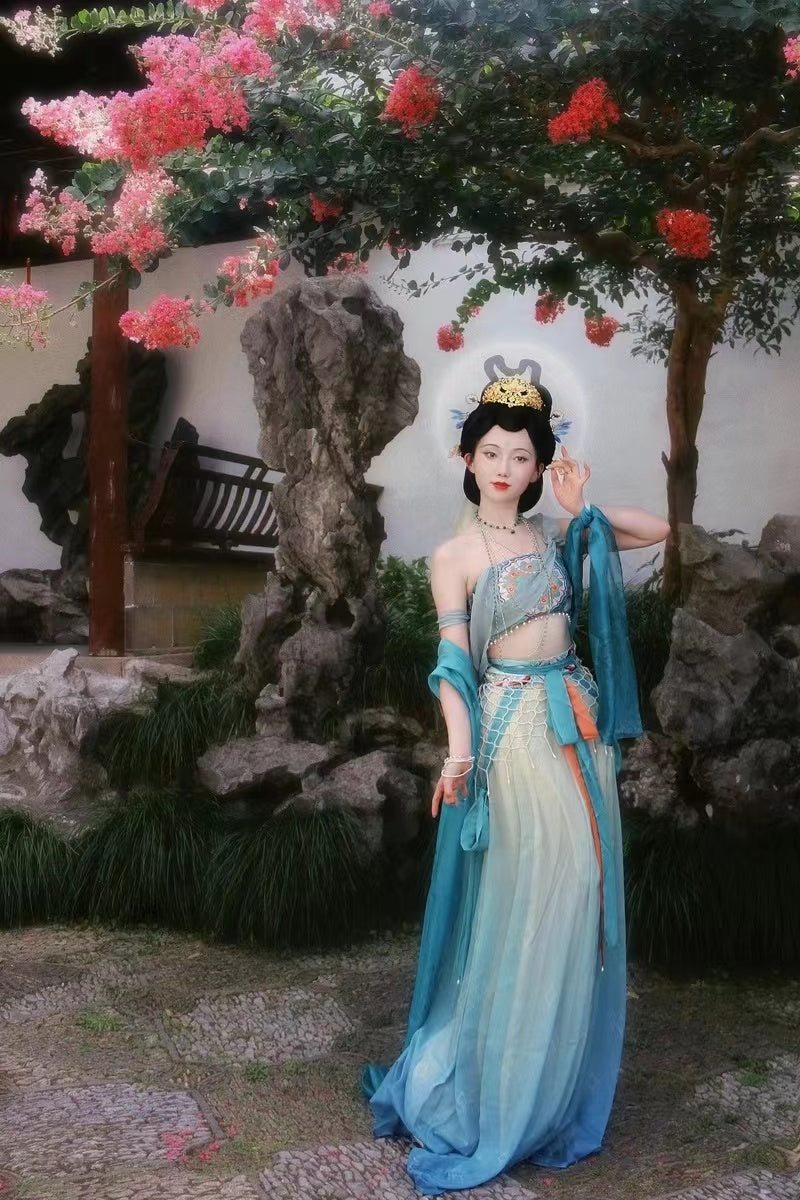 BlueDail Dunhuang Feitian Style Embroidery Hanfu Clothing Inspired by the Dunhuang Murals(5PCS)-Lovesyouforever