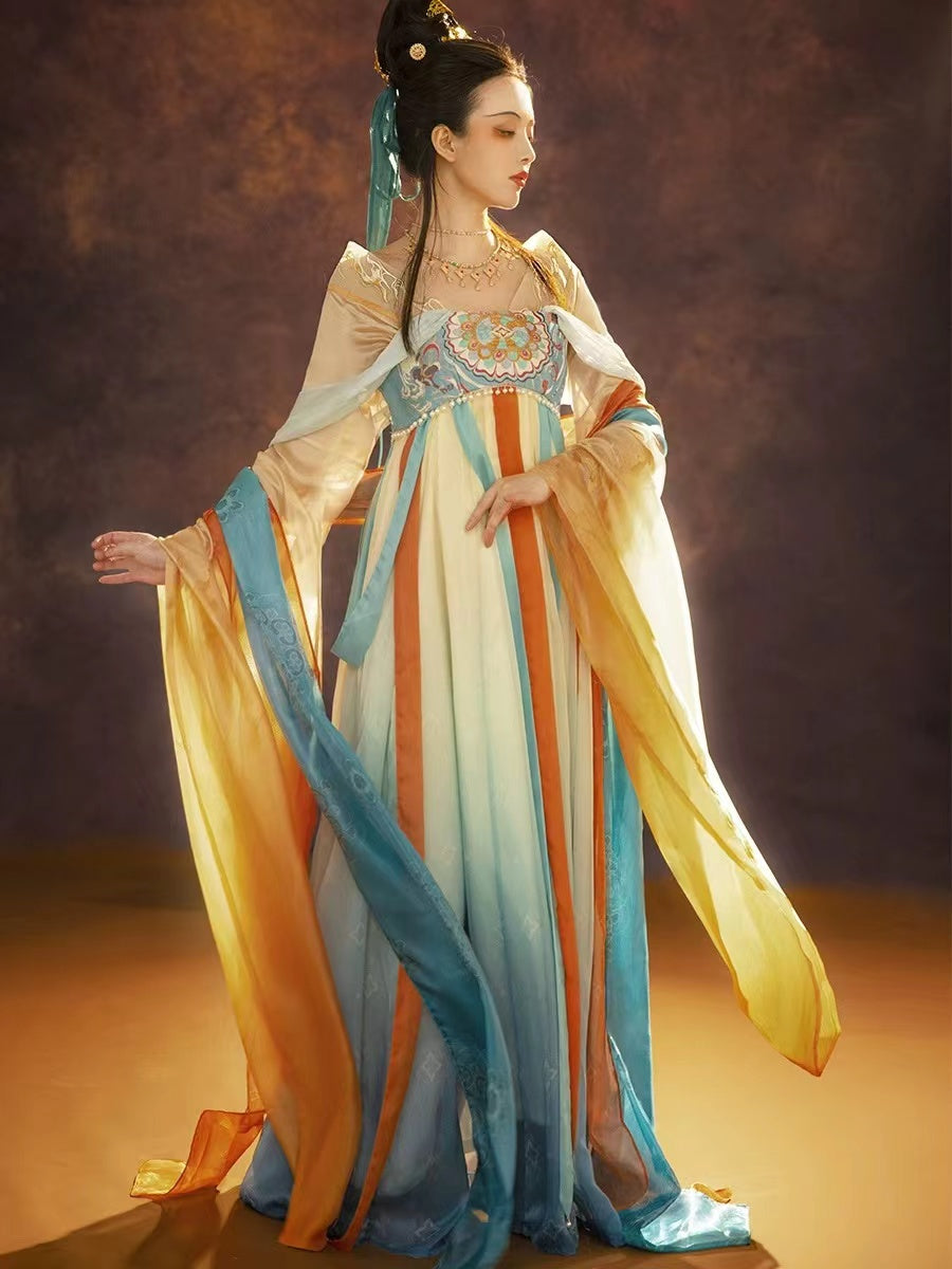 BlueDail Dunhuang Feitian Style Embroidery Hanfu Clothing Inspired by the Dunhuang Murals(5PCS)-Lovesyouforever