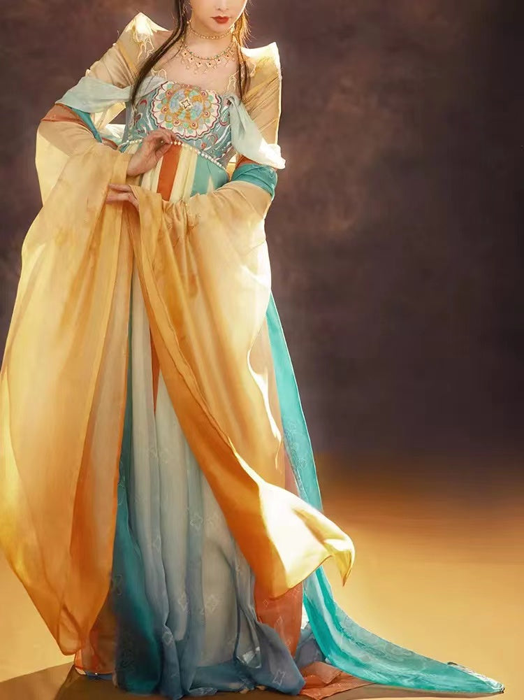 BlueDail Dunhuang Feitian Style Embroidery Hanfu Clothing Inspired by the Dunhuang Murals(5PCS)-Lovesyouforever