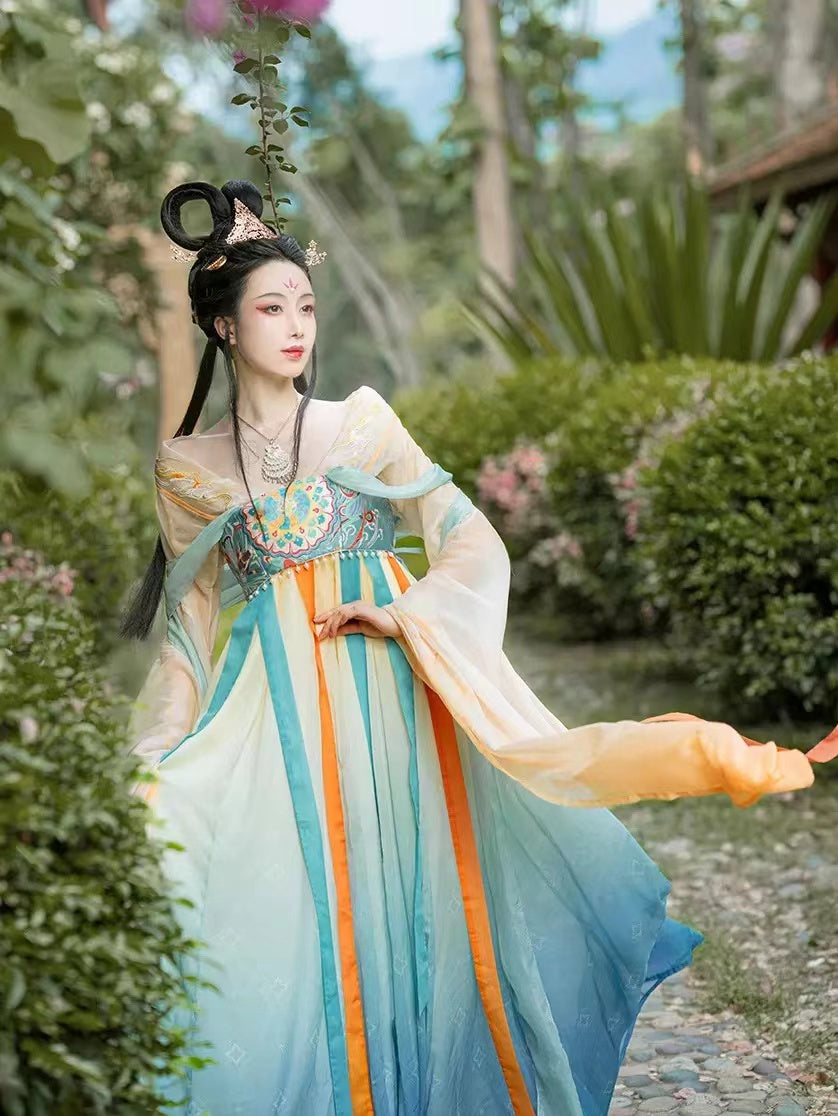 BlueDail Dunhuang Feitian Style Embroidery Hanfu Clothing Inspired by the Dunhuang Murals(5PCS)-Lovesyouforever