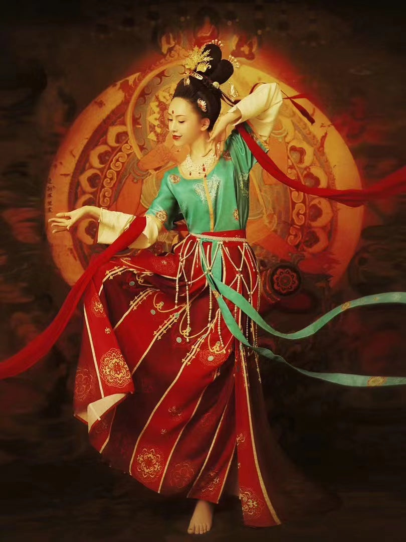 Dunhuang Feitian Costume Hanfu Clothing Inspired by the Dunhuang Murals(3PCS)-Lovesyouforever