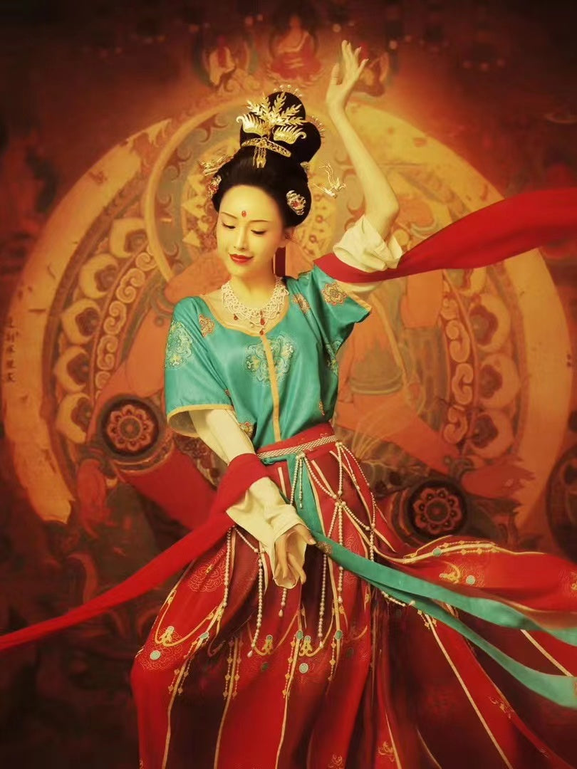 Dunhuang Feitian Costume Hanfu Clothing Inspired by the Dunhuang Murals(3PCS)-Lovesyouforever