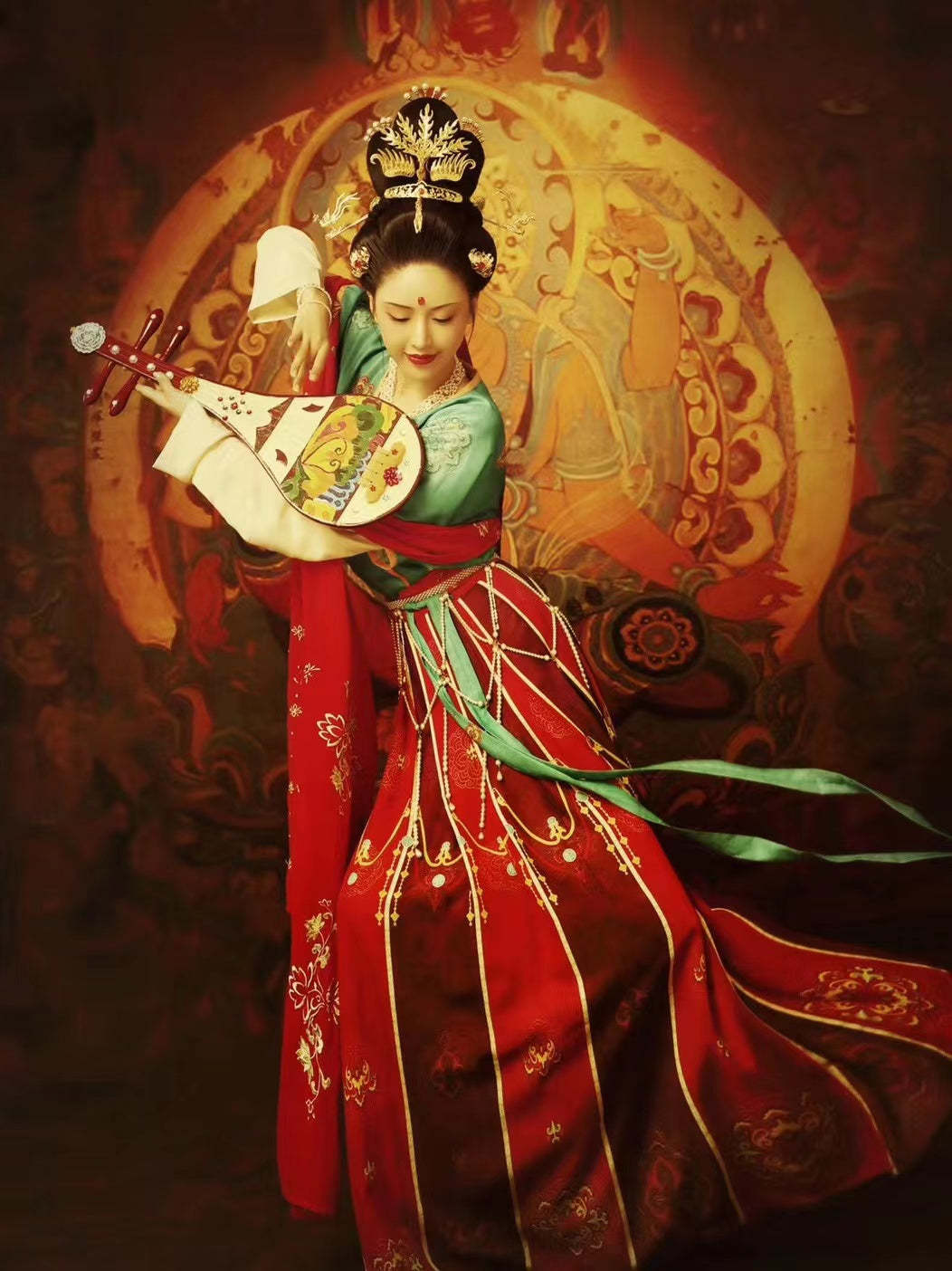 Dunhuang Feitian Costume Hanfu Clothing Inspired by the Dunhuang Murals(3PCS)-Lovesyouforever