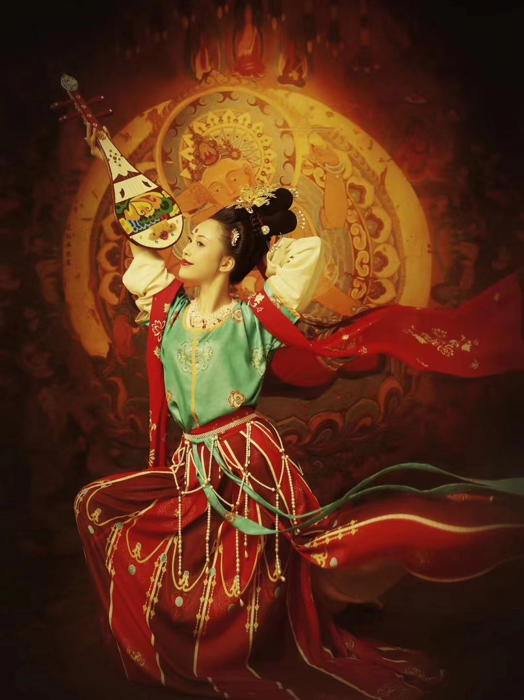Dunhuang Feitian Costume Hanfu Clothing Inspired by the Dunhuang Murals(3PCS)-Lovesyouforever