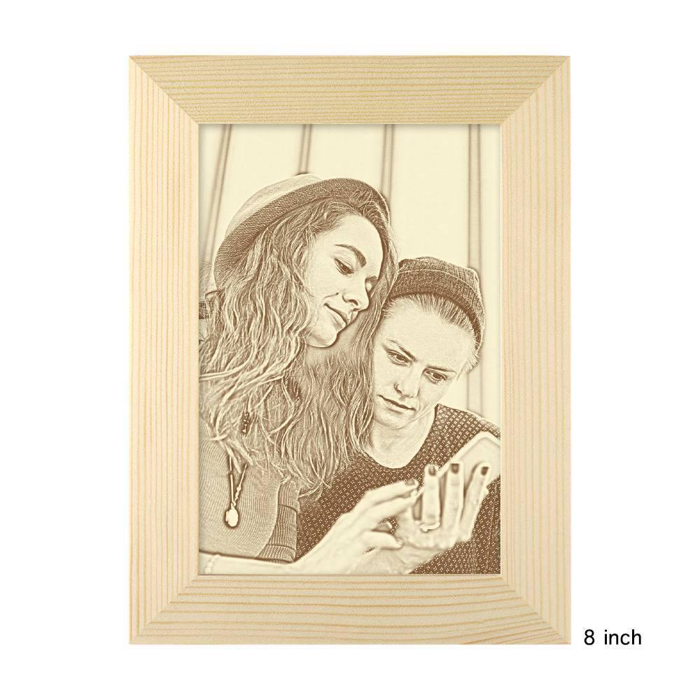 Custom Photo Frame Wooden Sketch Effect 8 Inches - Best Friends-Lovesyouforever